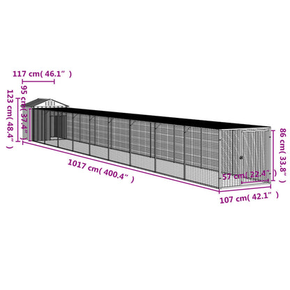 Pollaio Area Corsa Grigio Chiaro 117x1017x123cm Acciaio Zincato - homemem39