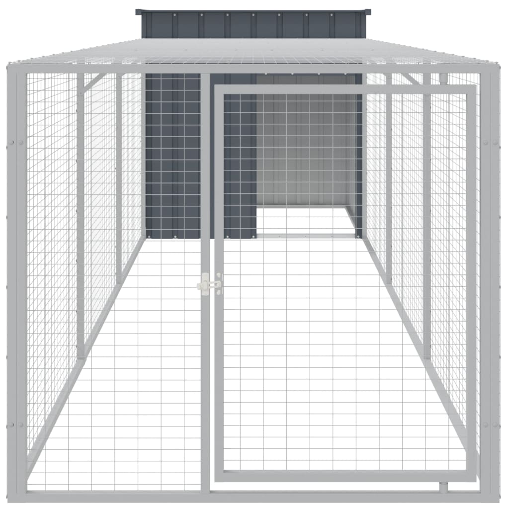 Pollaio con Area Corsa Antracite 110x405x110 cm Acciaio Zincato - homemem39