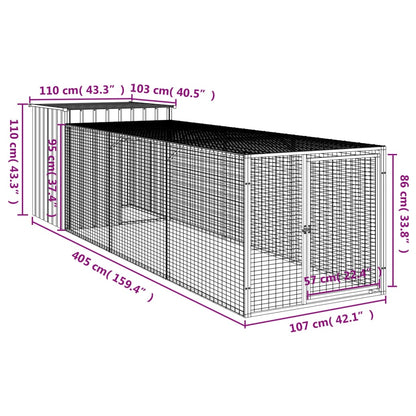 Pollaio con Area Corsa Antracite 110x405x110 cm Acciaio Zincato - homemem39