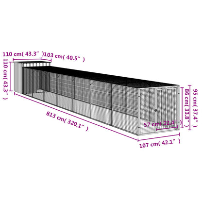 Pollaio con Area Corsa Antracite 110x813x110 cm Acciaio Zincato - homemem39