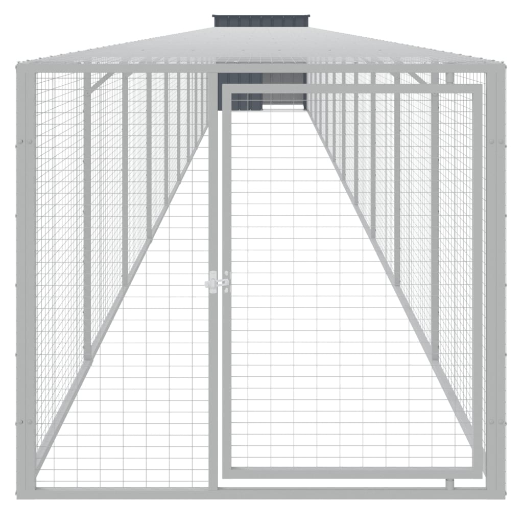 Pollaio con Area Corsa Antracite 110x1221x110cm Acciaio Zincato - homemem39