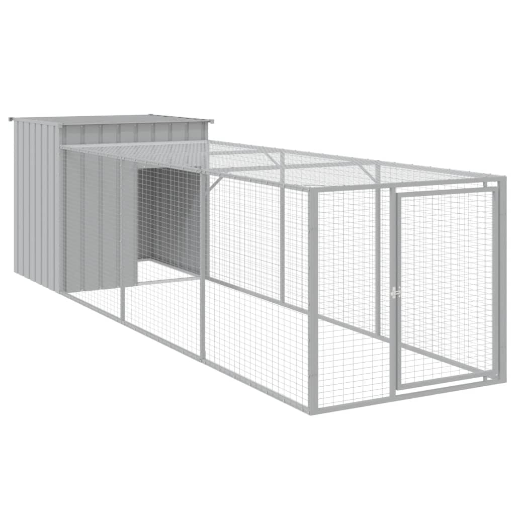 Pollaio Area Corsa Grigio Chiaro 110x405x110 cm Acciaio Zincato - homemem39