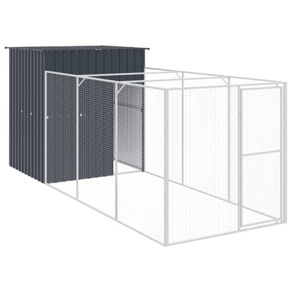 Casetta Cani con Corsa Antracite 165x455x181 cm Acciaio Zincato - homemem39