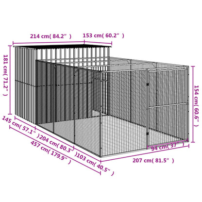 Casetta Cani Corsa Grigio Chiaro 214x457x181 cm Acciaio Zincato - homemem39