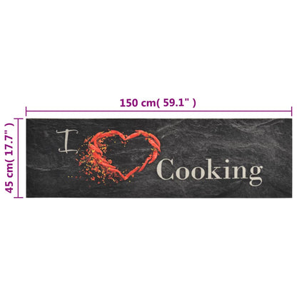 Tappeto da Cucina Lavabile Nero Cucinare 45x150 cm Velluto - homemem39