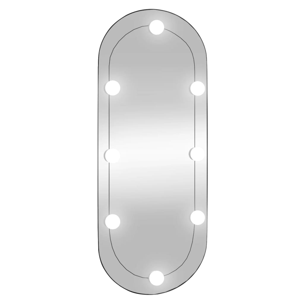 Specchio da Parete con Luci LED 30x70 cm Vetro Ovale - homemem39