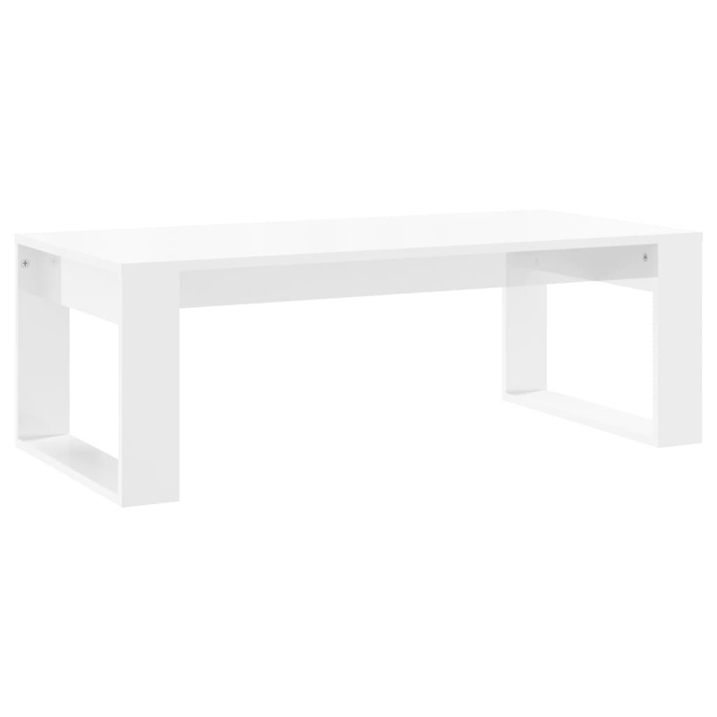 Tavolino da Salotto Bianco Lucido 102x50x35cm Legno Multistrato - homemem39