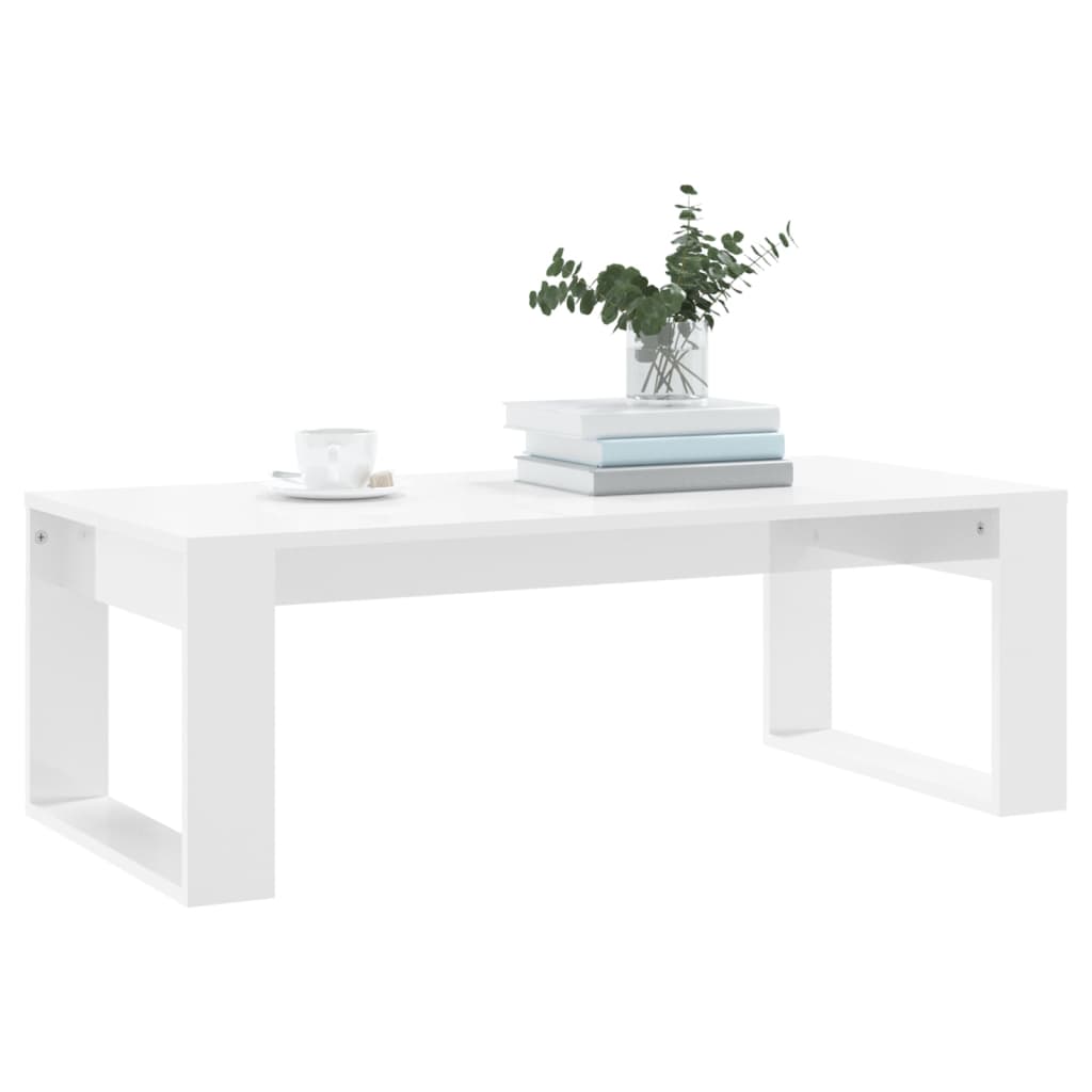 Tavolino da Salotto Bianco Lucido 102x50x35cm Legno Multistrato - homemem39