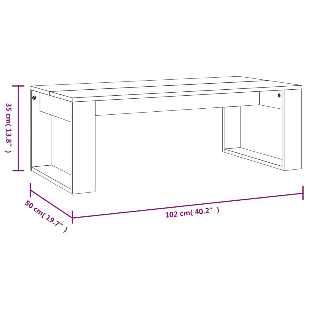 Tavolino da Salotto Bianco Lucido 102x50x35cm Legno Multistrato - homemem39