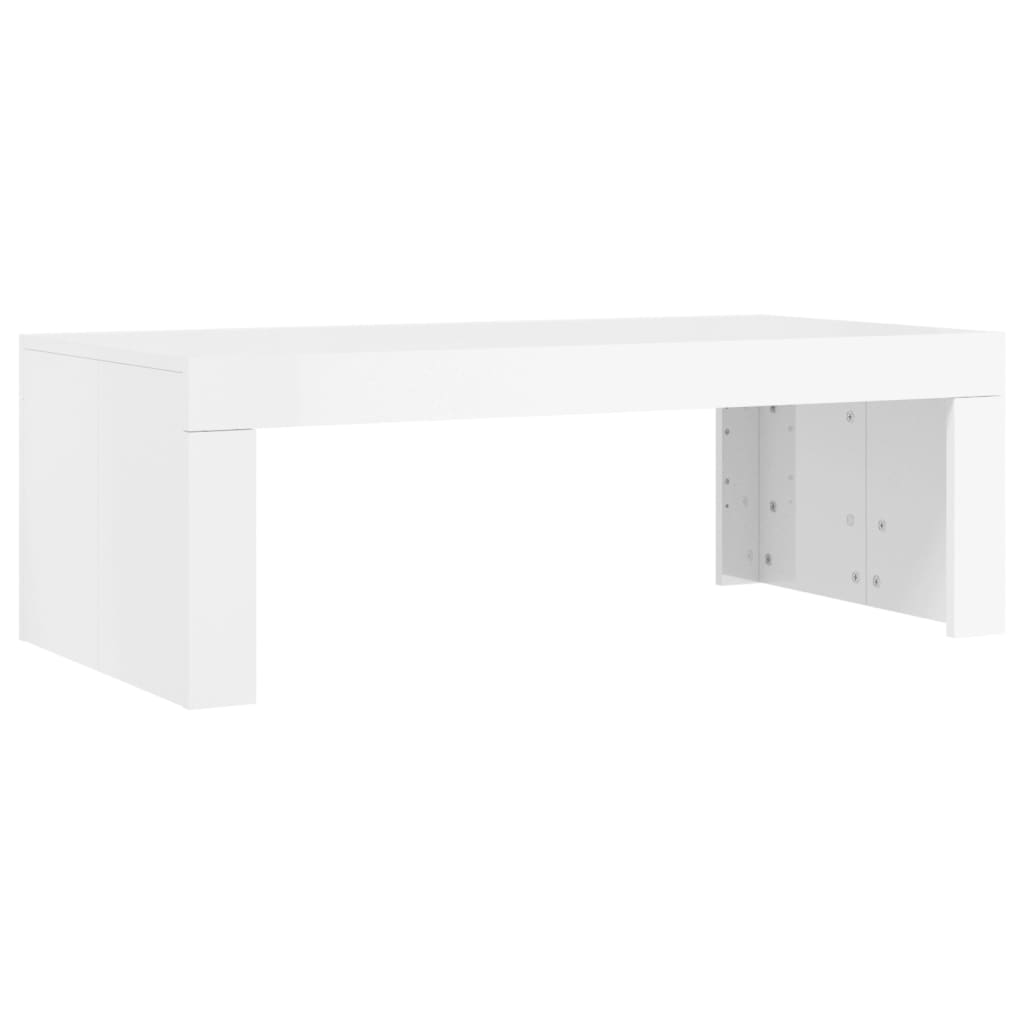 Tavolino da Salotto Bianco Lucido 102x50x36cm Legno Multistrato - homemem39