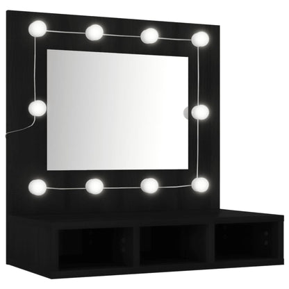 Mobile a Specchio con LED Nero 60x31,5x62 cm - homemem39