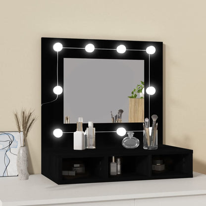 Mobile a Specchio con LED Nero 60x31,5x62 cm - homemem39