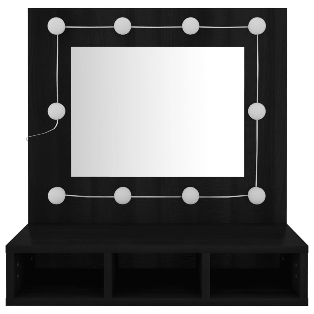 Mobile a Specchio con LED Nero 60x31,5x62 cm - homemem39