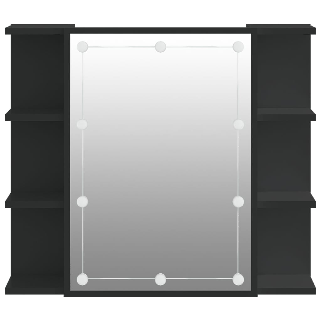 Mobile a Specchio con LED Nero 70x16,5x60 cm - homemem39