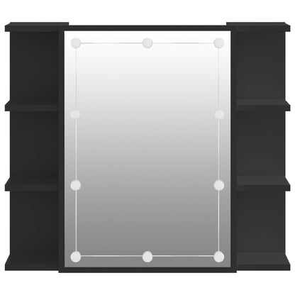Mobile a Specchio con LED Nero 70x16,5x60 cm - homemem39