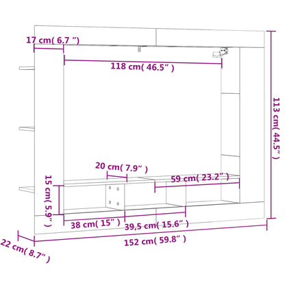 Mobile Porta TV Bianco 152x22x113 cm in Legno Multistrato - homemem39