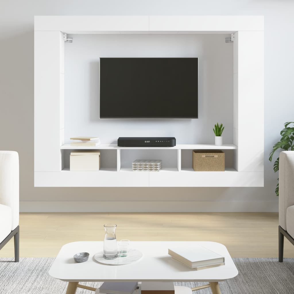 Mobile Porta TV Bianco 152x22x113 cm in Legno Multistrato - homemem39