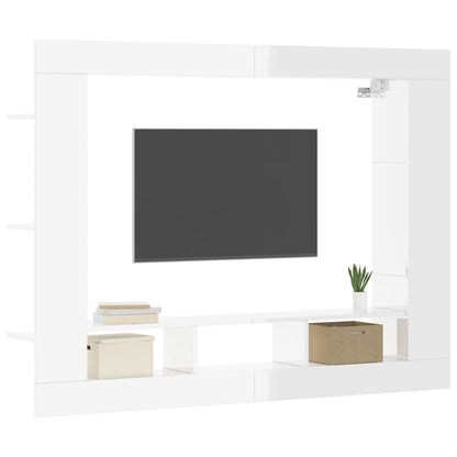 Mobile Porta TV Bianco Lucido 152x22x113cm in Legno Multistrato - homemem39