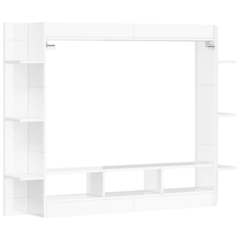 Mobile Porta TV Bianco Lucido 152x22x113cm in Legno Multistrato - homemem39