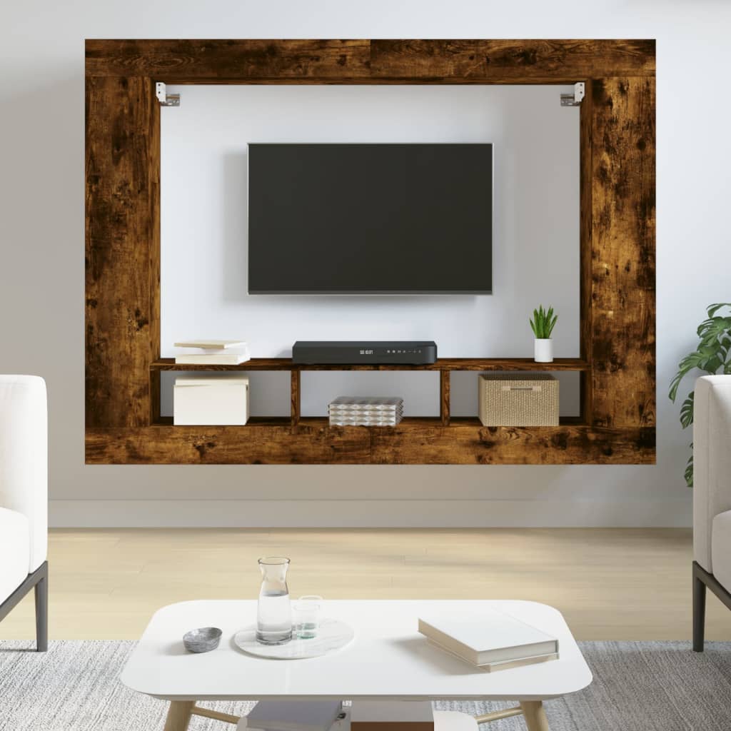 Mobile Porta TV Rovere Fumo 152x22x113 cm in Legno Multistrato - homemem39