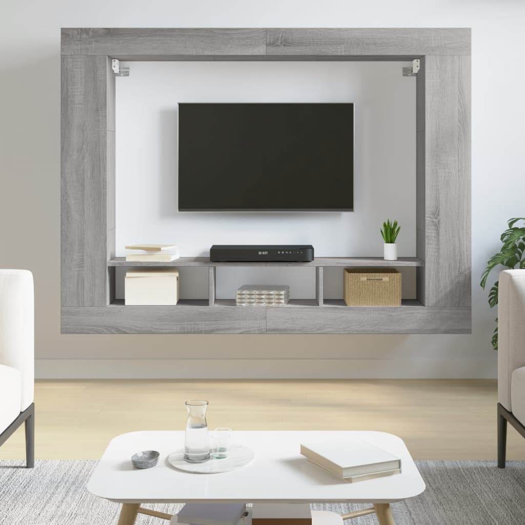 Mobile Porta TV Grigio Sonoma 152x22x113cm in Legno Multistrato - homemem39