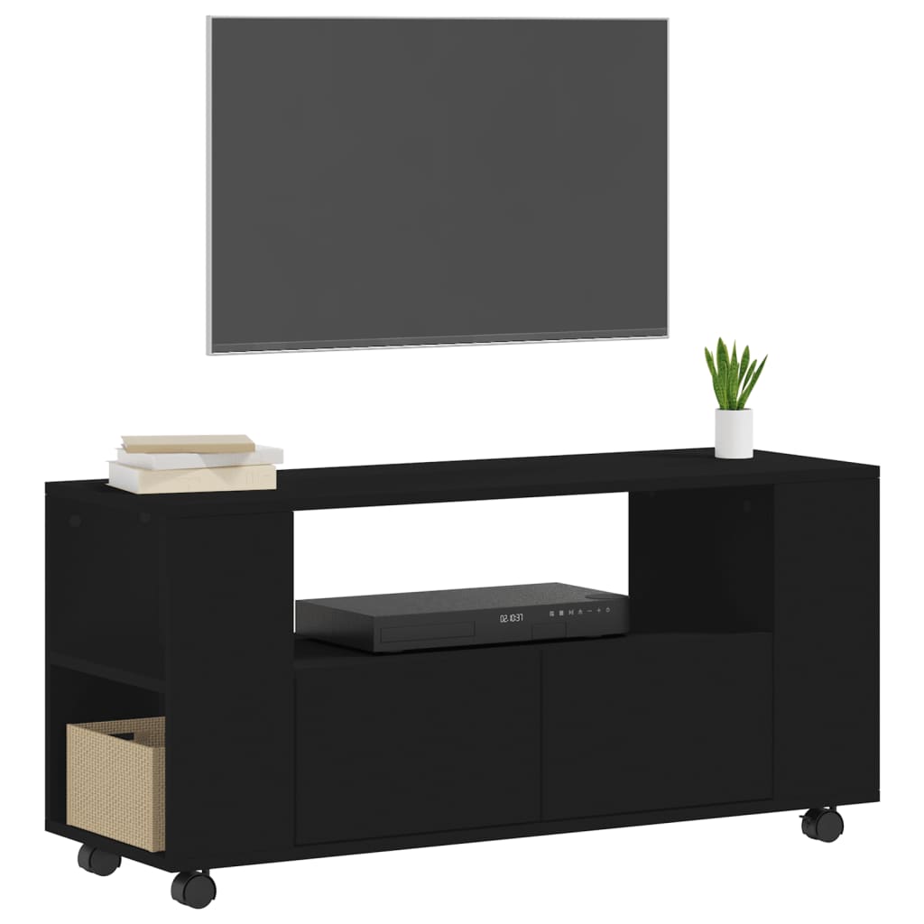 Mobile Porta TV Nero 102x34,5x43 cm in Legno Multistrato - homemem39