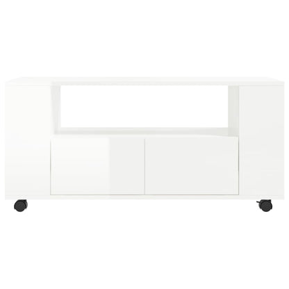 Mobile Porta TV Bianco Lucido 102x34,5x43 cm Legno Multistrato - homemem39