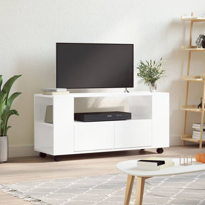 Mobile Porta TV Bianco Lucido 102x34,5x43 cm Legno Multistrato - homemem39