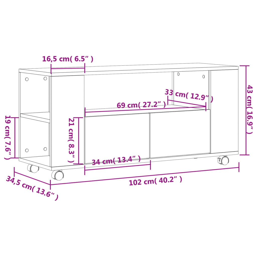 Mobile Porta TV Grigio Sonoma 102x34,5x43 cm Legno Multistrato - homemem39