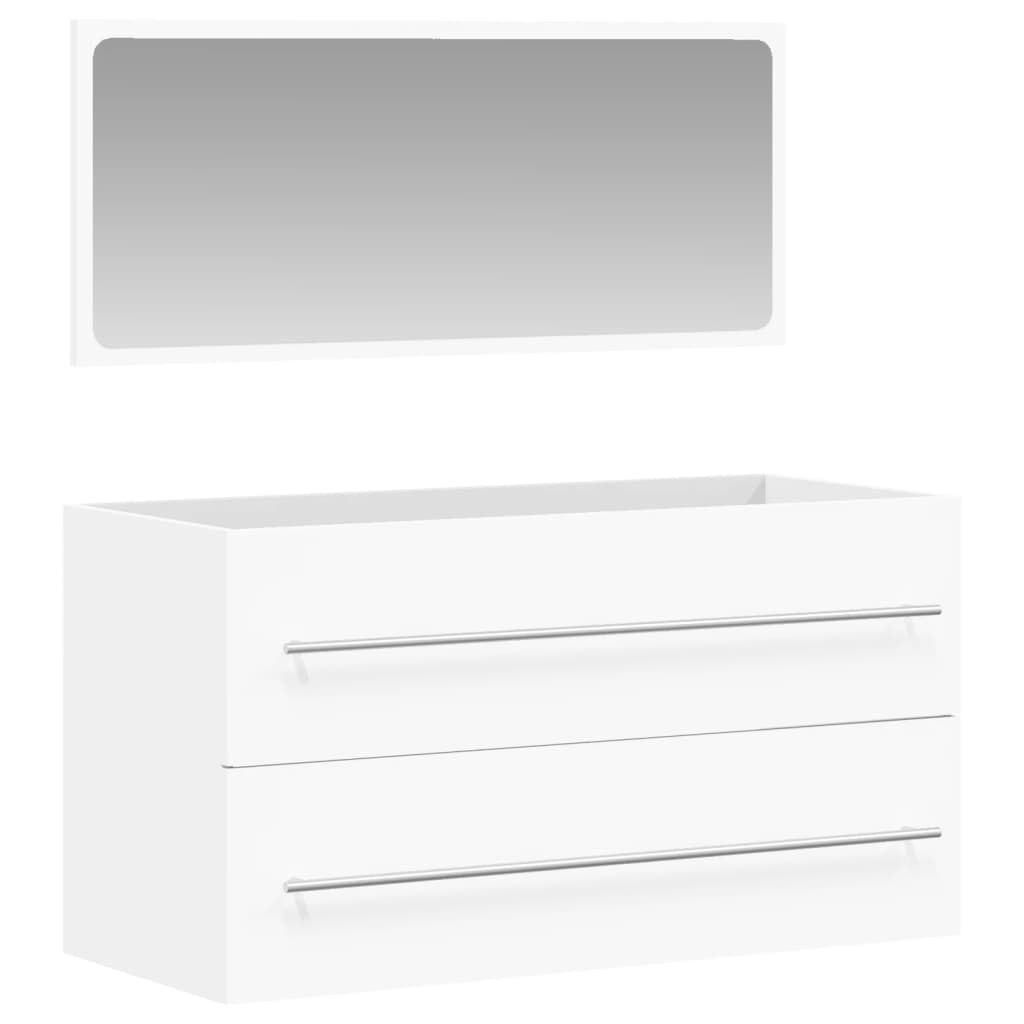 Mobile da Bagno con Specchio Bianco in Legno Multistrato - homemem39