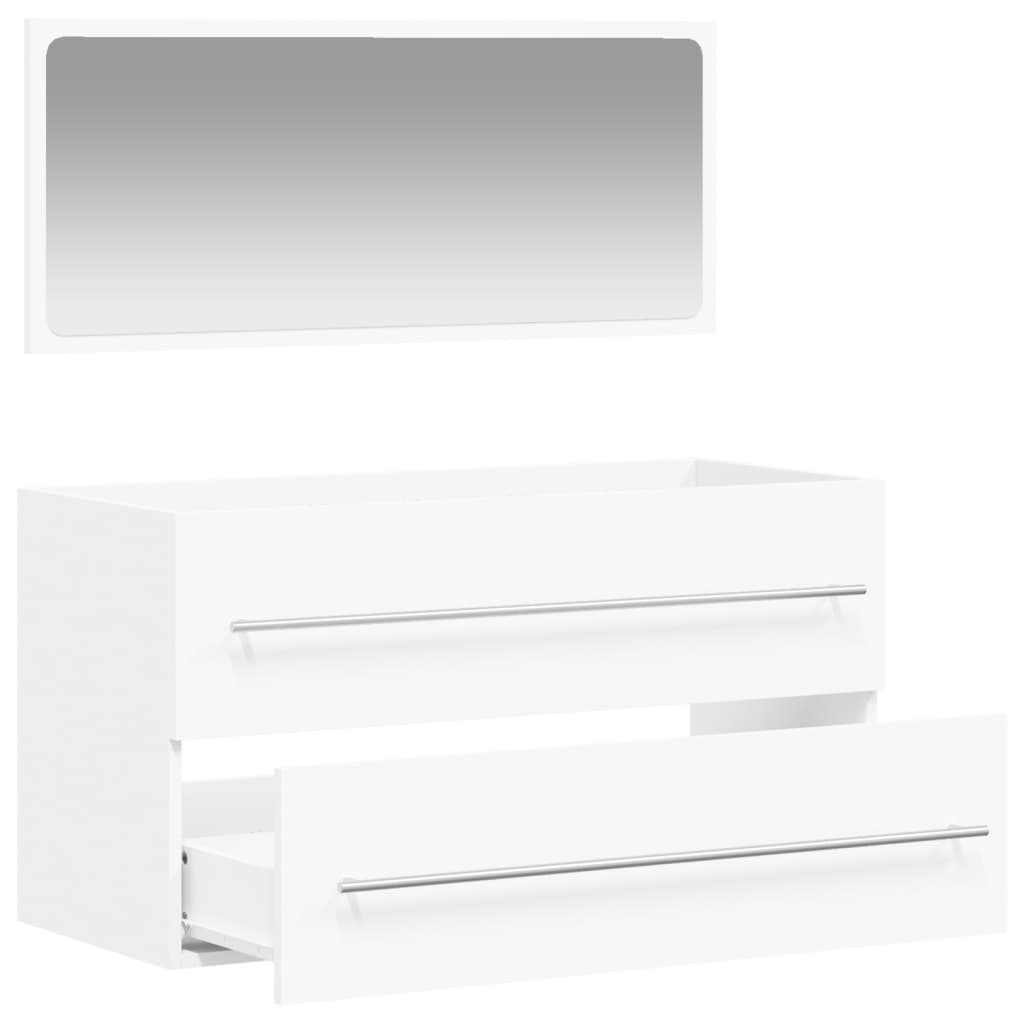 Mobile da Bagno con Specchio Bianco in Legno Multistrato - homemem39