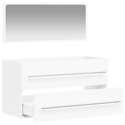 Mobile da Bagno con Specchio Bianco in Legno Multistrato - homemem39