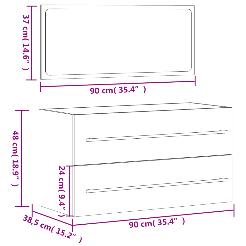 Mobile da Bagno con Specchio Bianco in Legno Multistrato - homemem39