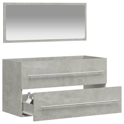 Mobile da Bagno con Specchio Grigio Cemento Legno Multistrato - homemem39