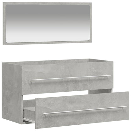 Mobile da Bagno con Specchio Grigio Cemento Legno Multistrato - homemem39