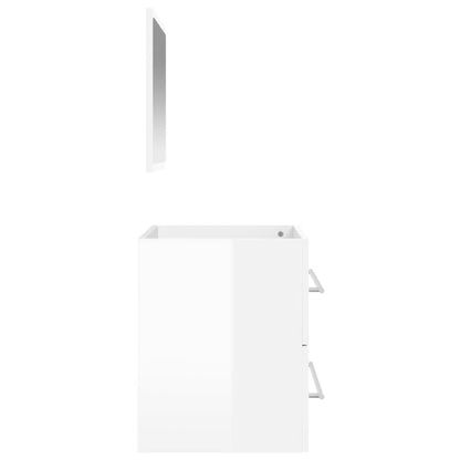 Mobile da Bagno con Specchio Bianco Lucido in Legno Multistrato - homemem39