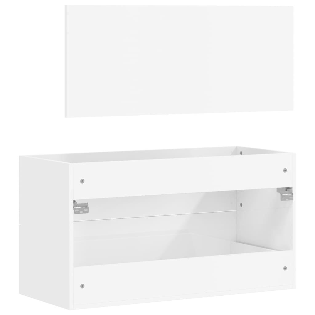 Mobile da Bagno con Specchio Bianco Lucido in Legno Multistrato - homemem39