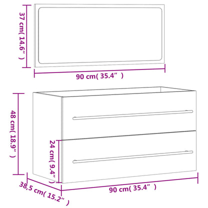 Mobile da Bagno con Specchio Bianco Lucido in Legno Multistrato - homemem39