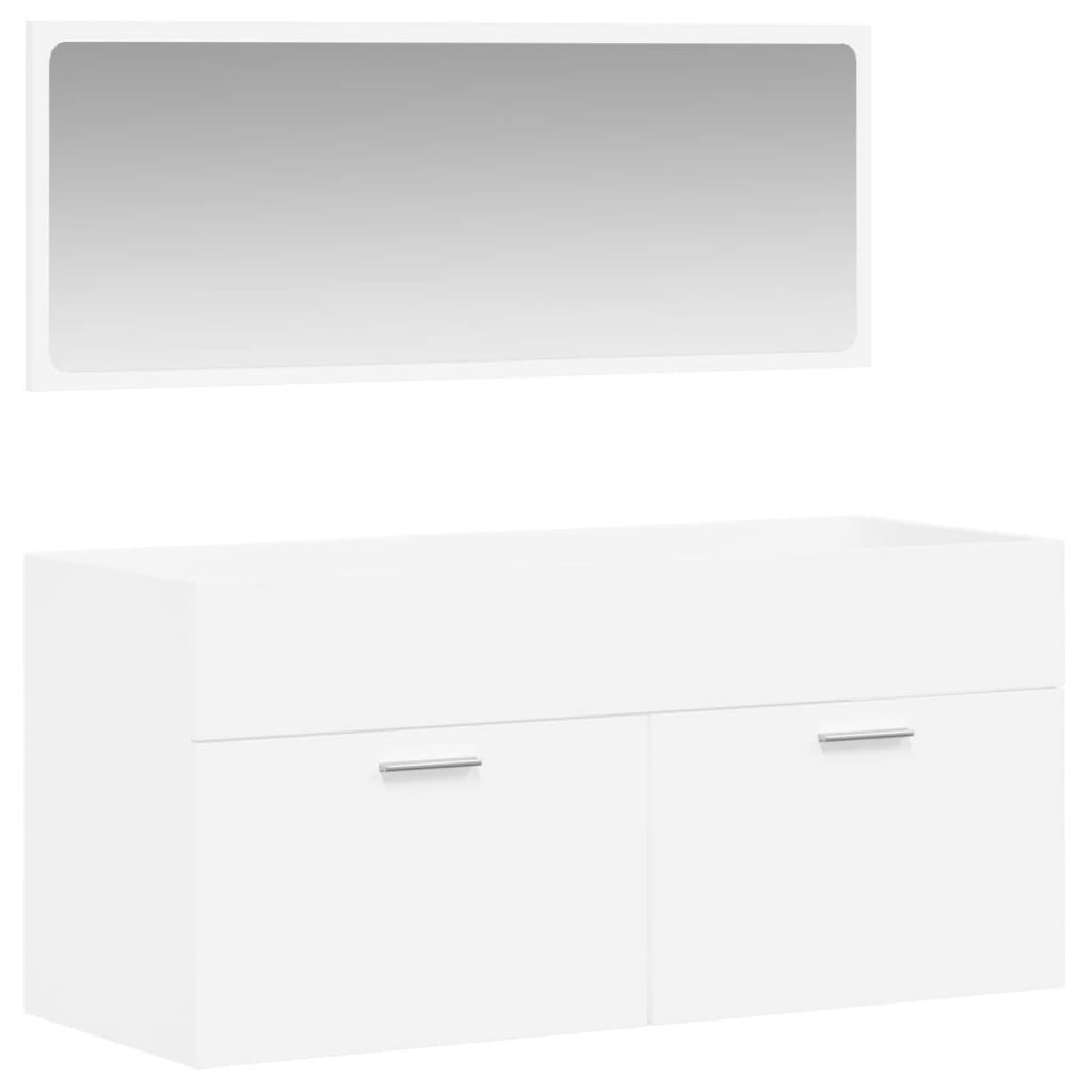 Mobile da Bagno con Specchio Bianco in Legno Multistrato - homemem39