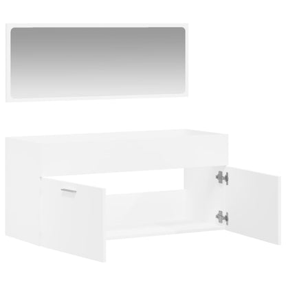 Mobile da Bagno con Specchio Bianco in Legno Multistrato - homemem39