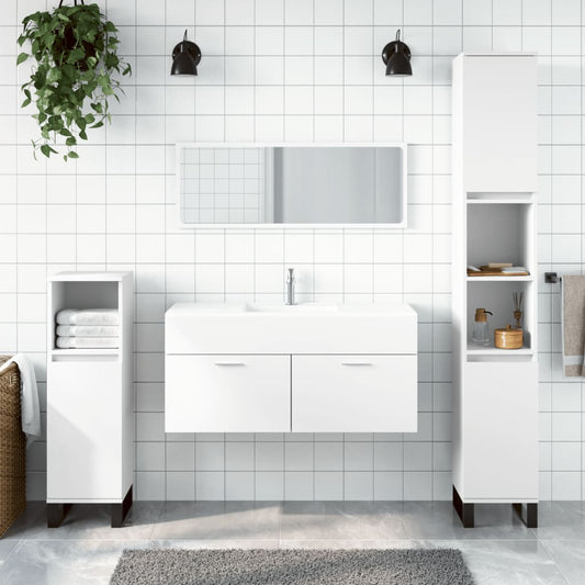 Mobile da Bagno con Specchio Bianco in Legno Multistrato - homemem39