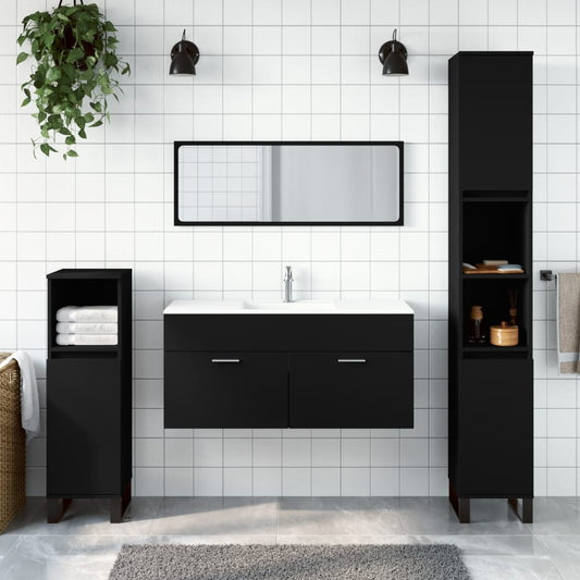 Mobile da Bagno con Specchio Nero in Legno Multistrato - homemem39