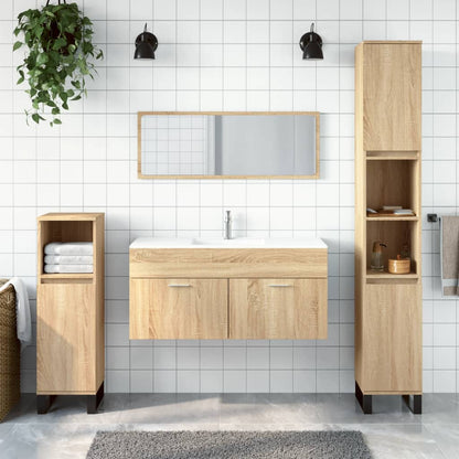 Mobile da Bagno con Specchio Rovere Sonoma in Legno Multistrato - homemem39