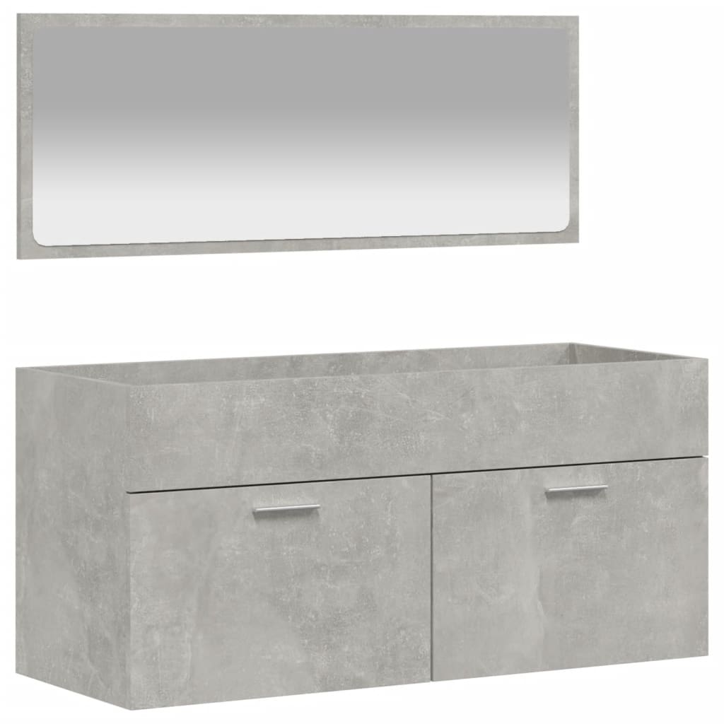 Mobile da Bagno con Specchio Grigio Cemento Legno Multistrato - homemem39