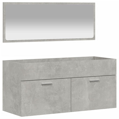 Mobile da Bagno con Specchio Grigio Cemento Legno Multistrato - homemem39