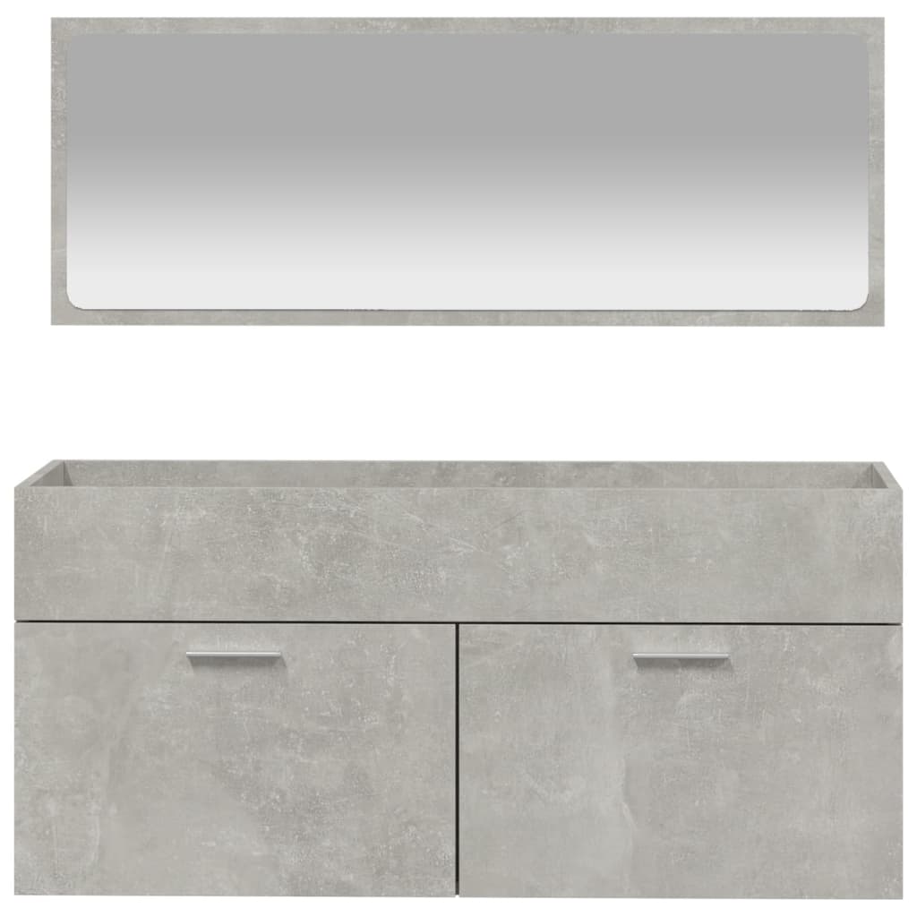 Mobile da Bagno con Specchio Grigio Cemento Legno Multistrato - homemem39