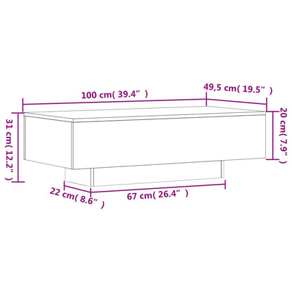 Tavolino Salotto Grigio Cemento 100x49,5x31cm Legno Multistrato - homemem39