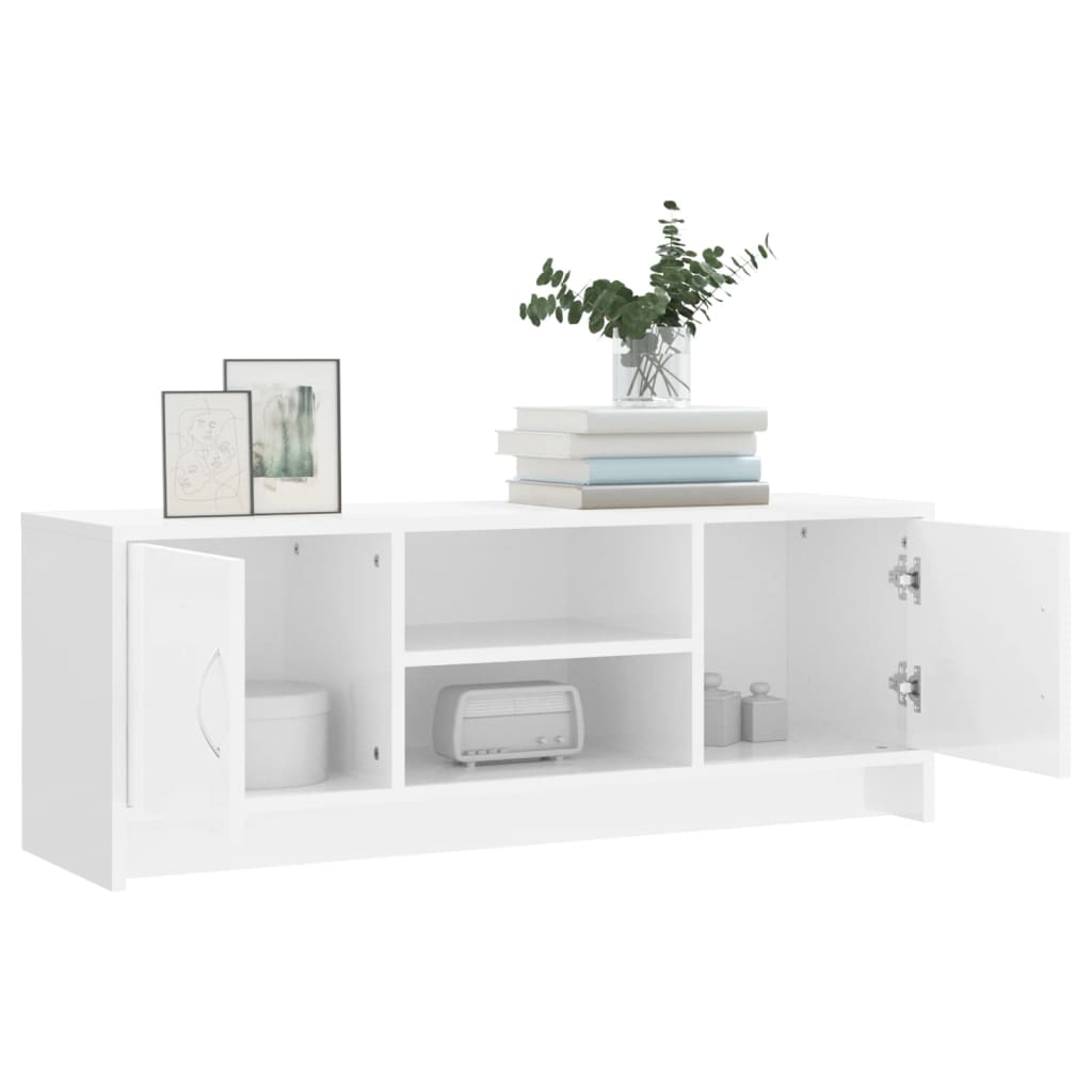 Mobile Porta TV Bianco Lucido 102x30x37,5 cm Legno Multistrato - homemem39