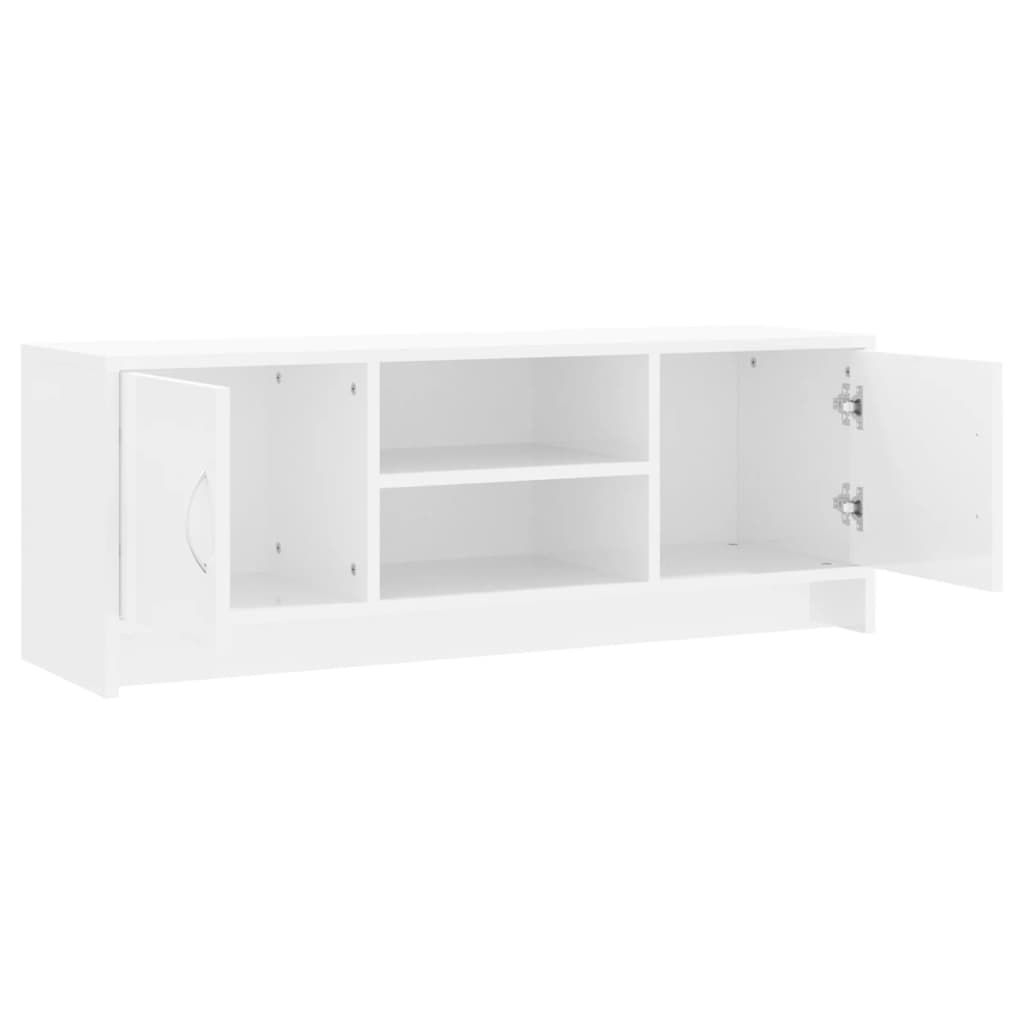 Mobile Porta TV Bianco Lucido 102x30x37,5 cm Legno Multistrato - homemem39