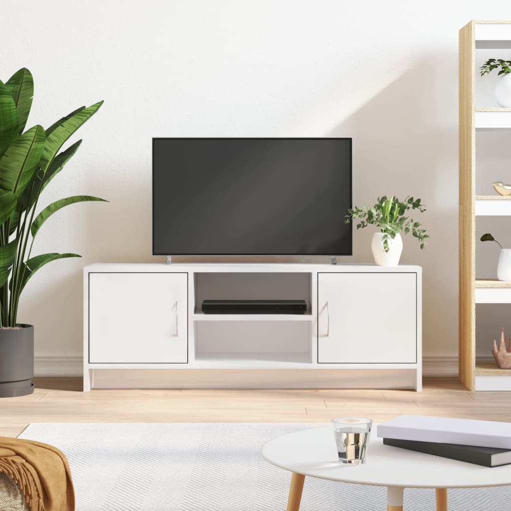 Mobile Porta TV Bianco Lucido 102x30x37,5 cm Legno Multistrato - homemem39